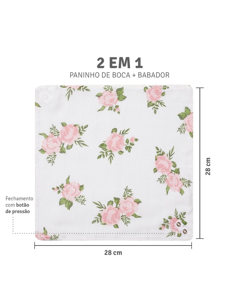 Babador Bandana Soft Bamboo Rosas Mami