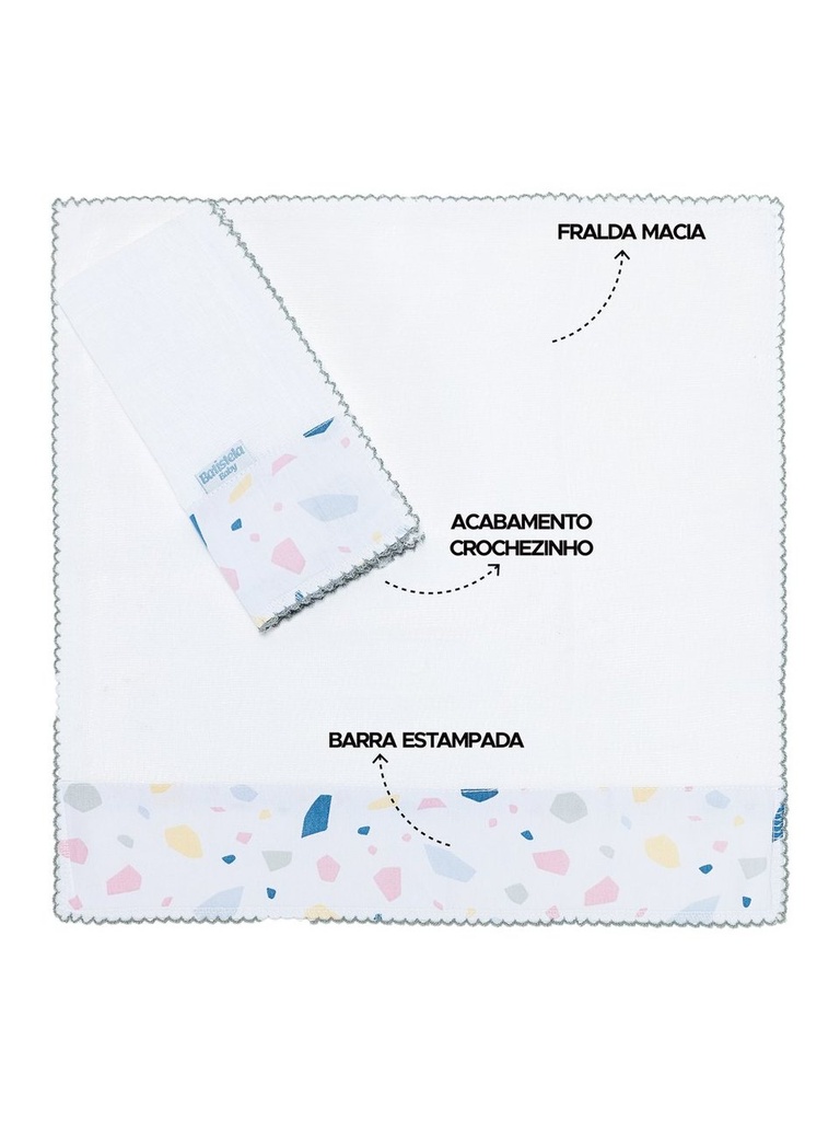 Kit 2 Fraldas de Boca Estampadas Terrazzo Batistela