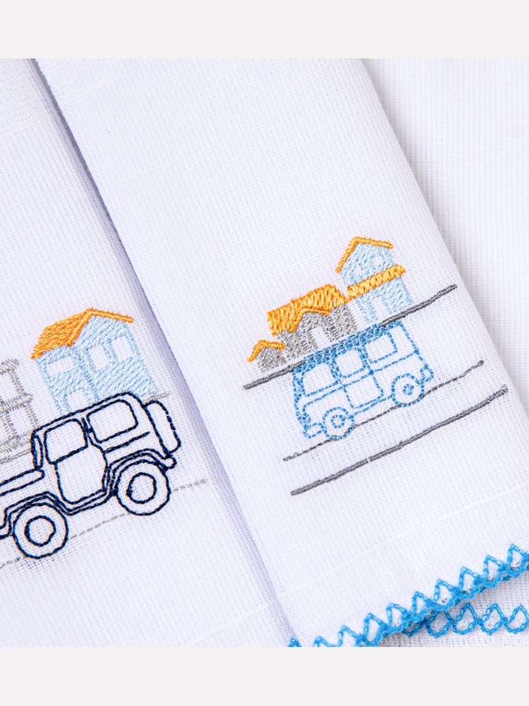 Kit 3 Paninhos de Boca Bordados Cidade Papizinha