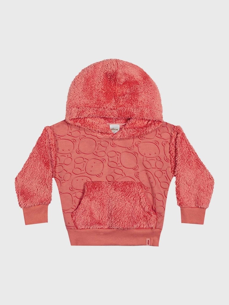 Conjunto Elian Ursinhos com Capuz de Pelo para Menina (Coral)
