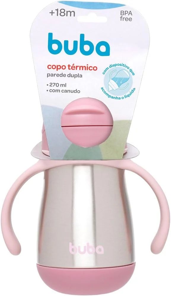 Buba, Copo Térmico Parede Dupla com Alca Rosa 3
