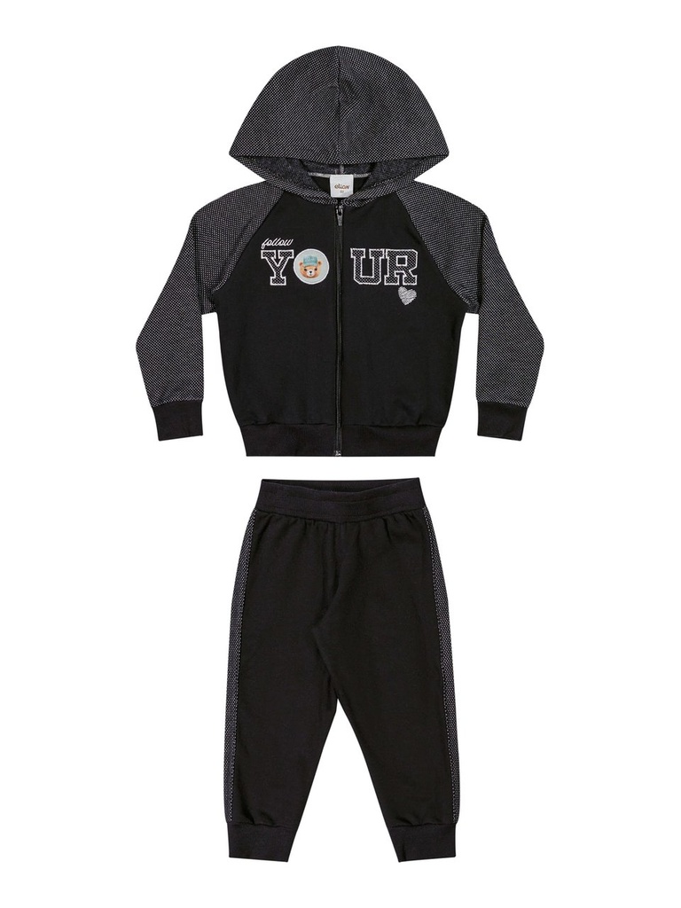 [232088] Conjunto Infantil Feminino Elian 232088 (Preto, 4)