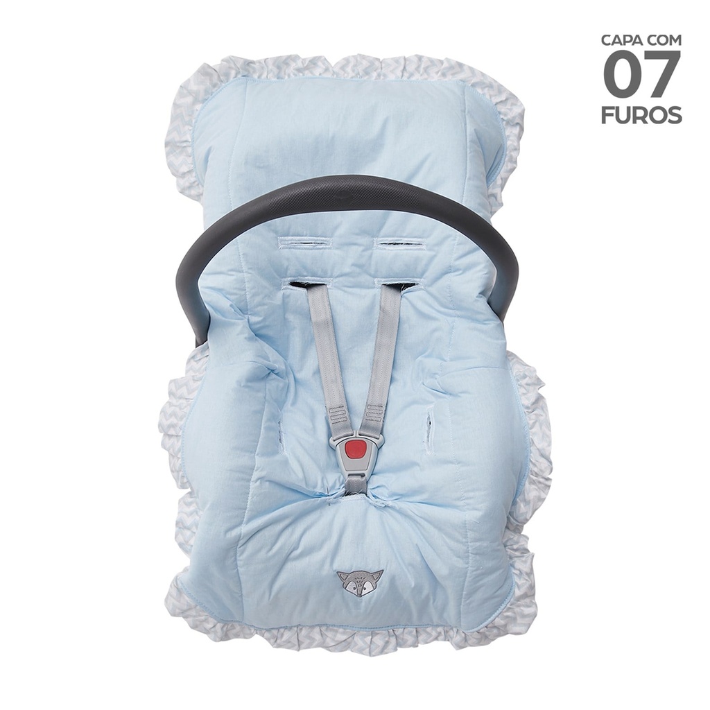 Capa de Bebê Conforto com Babado Azul