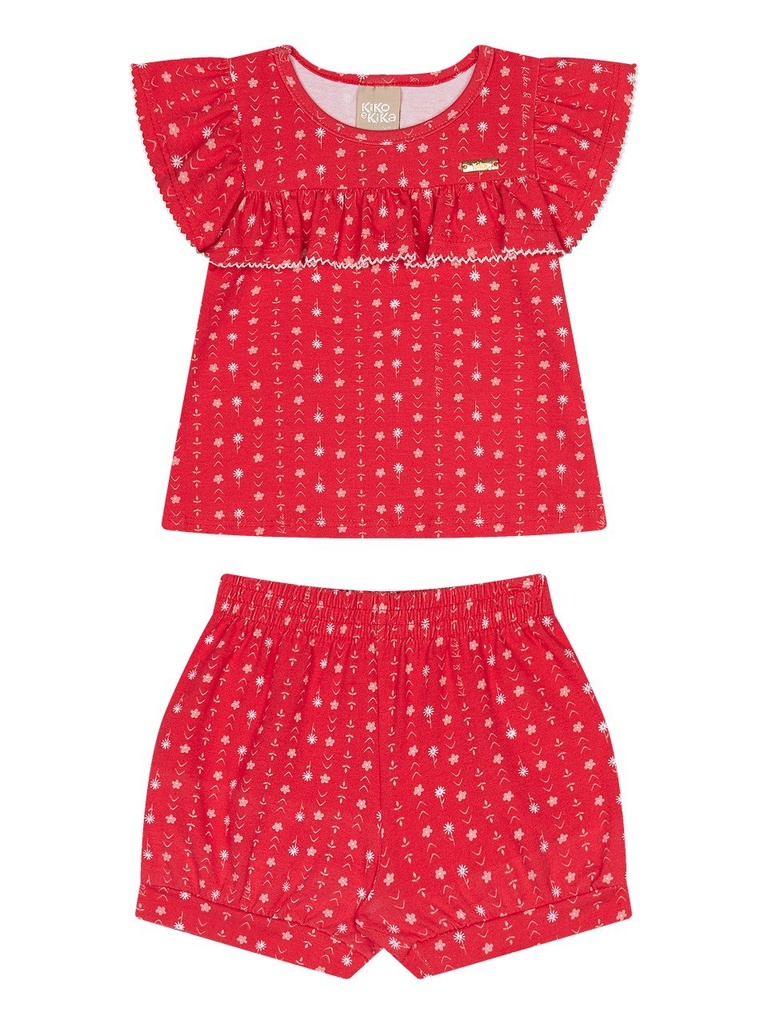 Conjunto Blusa com Babado e Shorts para Menina