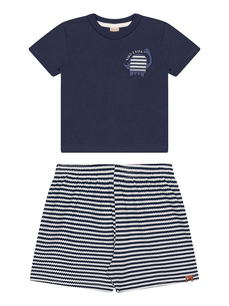 Conjunto Camiseta e Bermuda Listrada para Menino