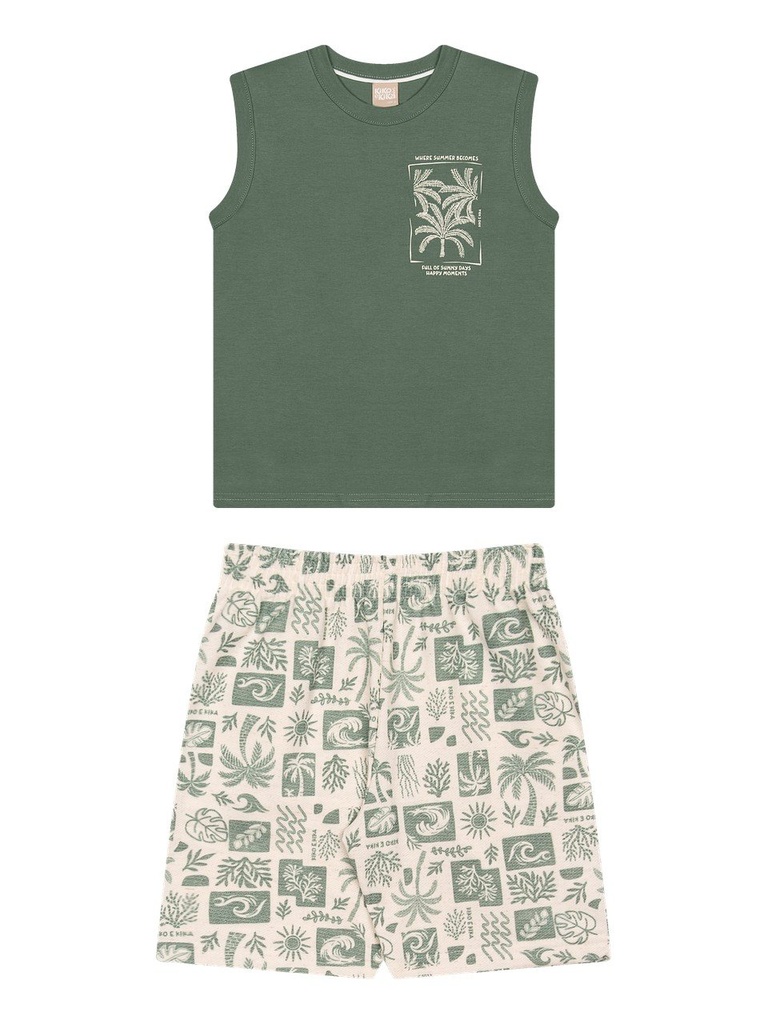 Conjunto Regata e Bermuda Estampada para Menino