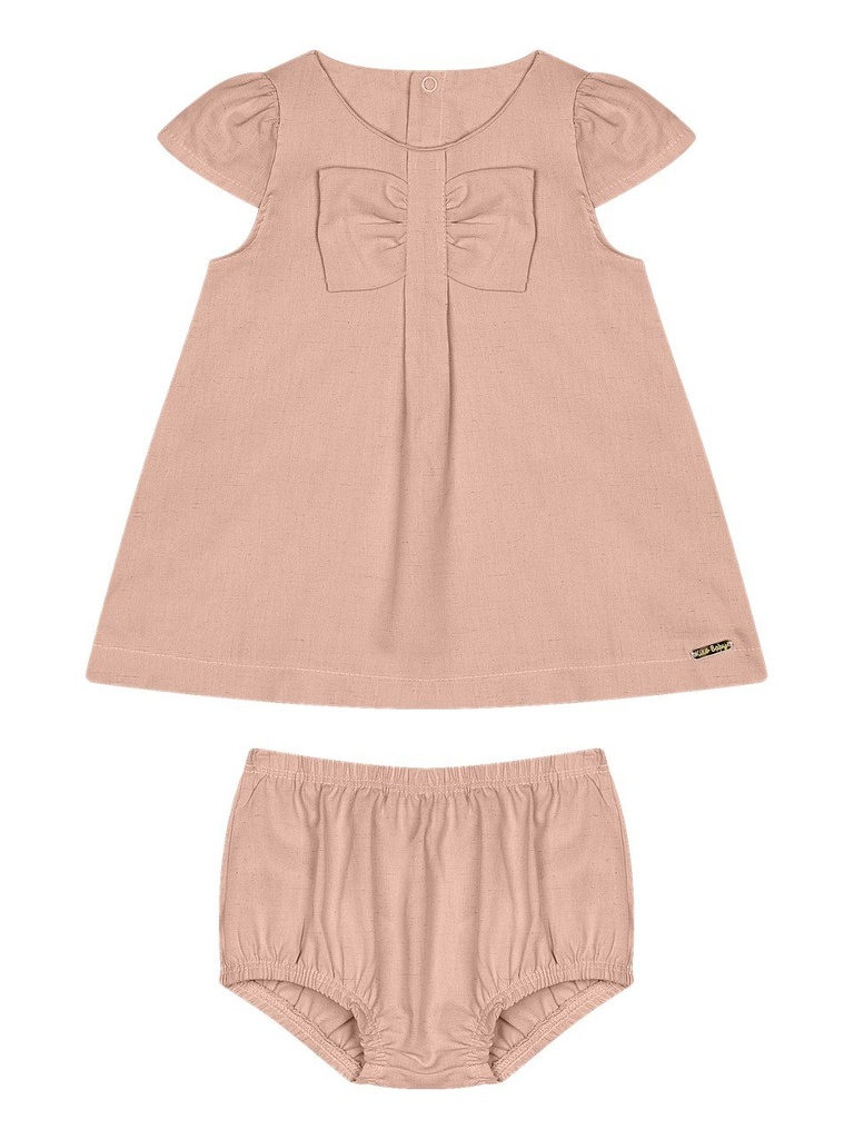 Conjunto Vestido com Laço e Cobre Fralda