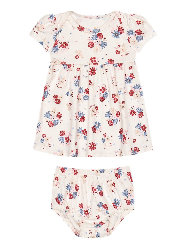 Conjunto Vestido Floral e Cobre Fralda