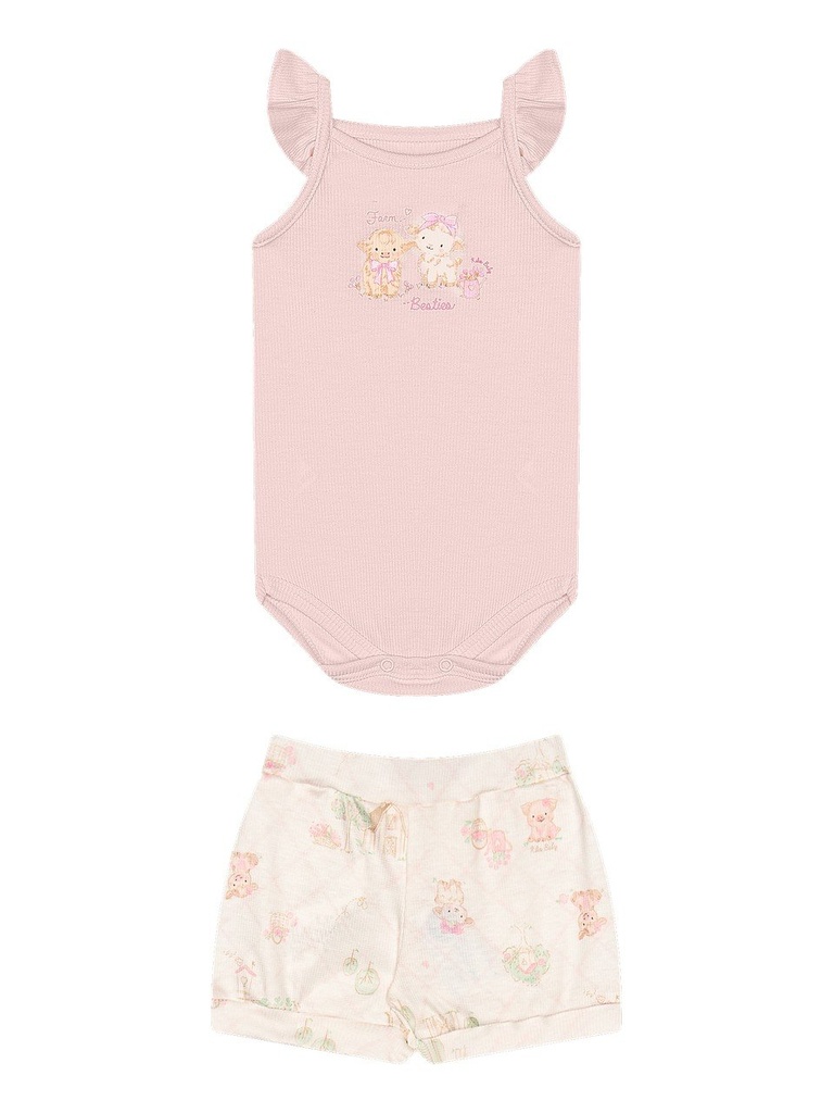 Conjunto Body de Alça com Babado e Shorts para Menina
