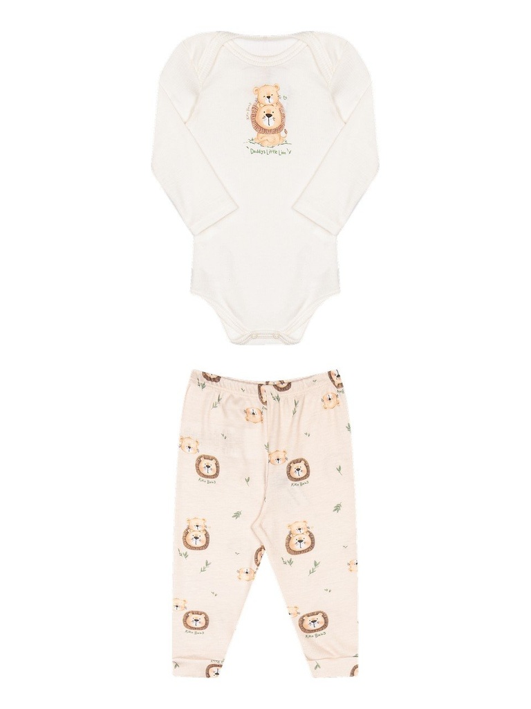 Conjunto Body Manga Longa e Calça Leãozinho para Bebê