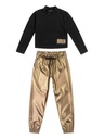 Conjunto Blusa Canelada e Calça Dourada para Menina
