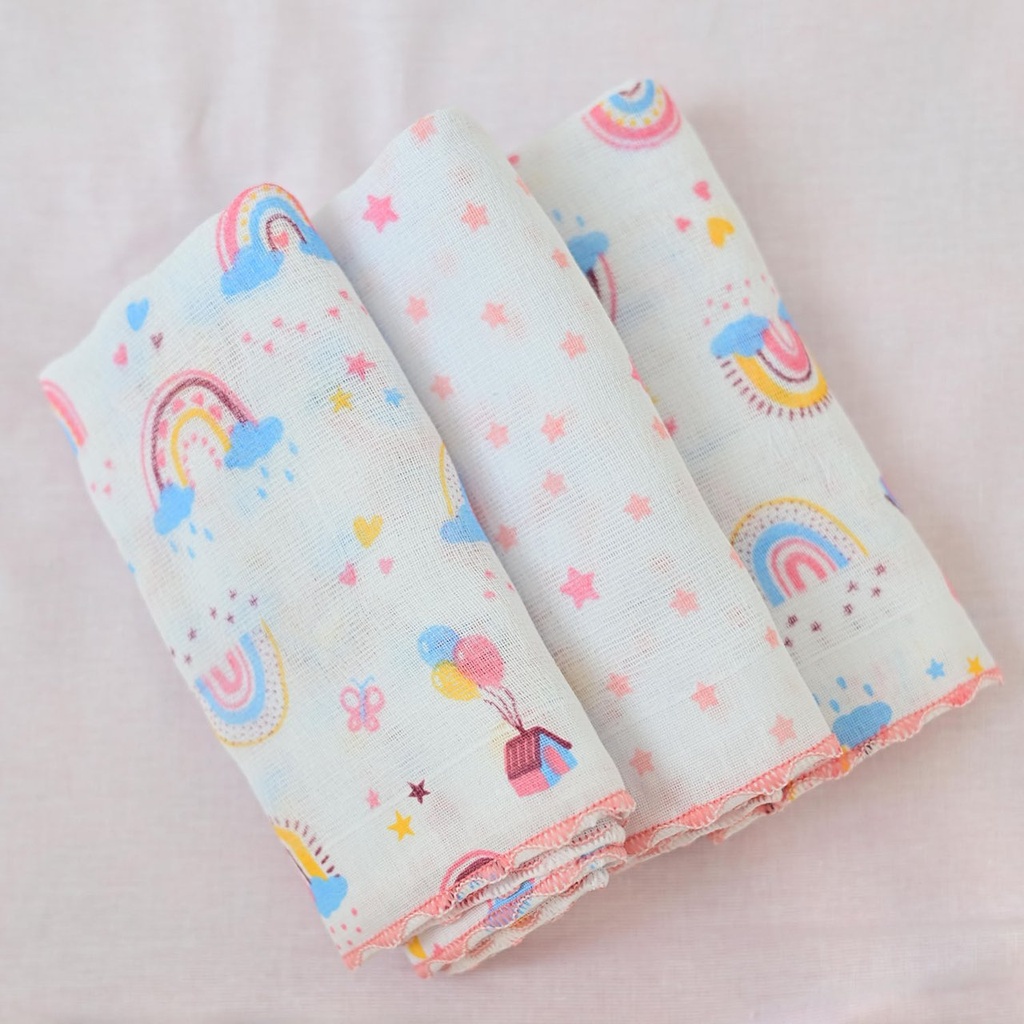 Pano de Boca Bublim Petit Estampado C/festone 34cmx40cm PCT c/03un //arco Iris Rosa 58032466 Baby Joy Rosa 1