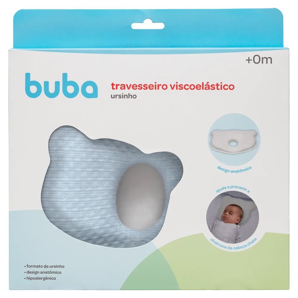 Travesseiro Viscoelastico Urso 16151 Buba Azul Bebê 2
