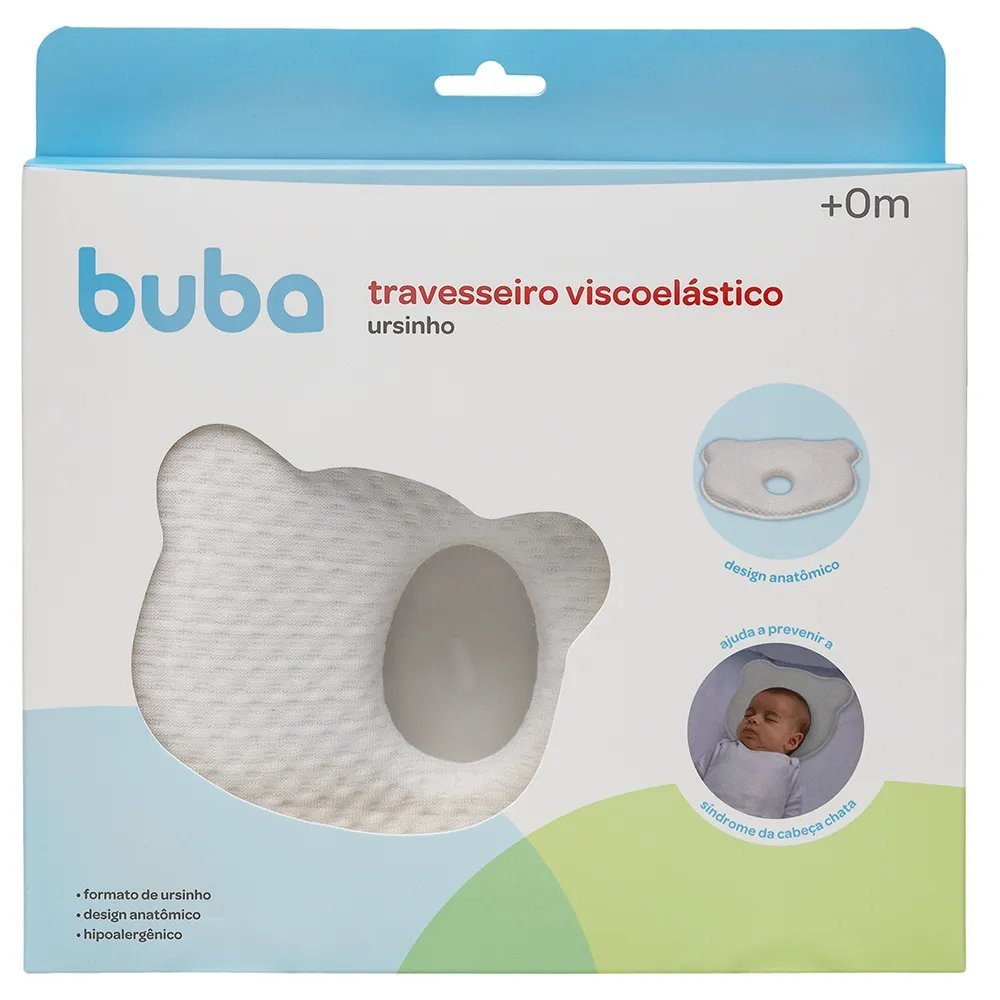 Travesseiro Viscoelastico Urso 16149 Buba Branco 2