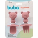 Kit Talheres Silicone Ursinho Rosa Buba 1