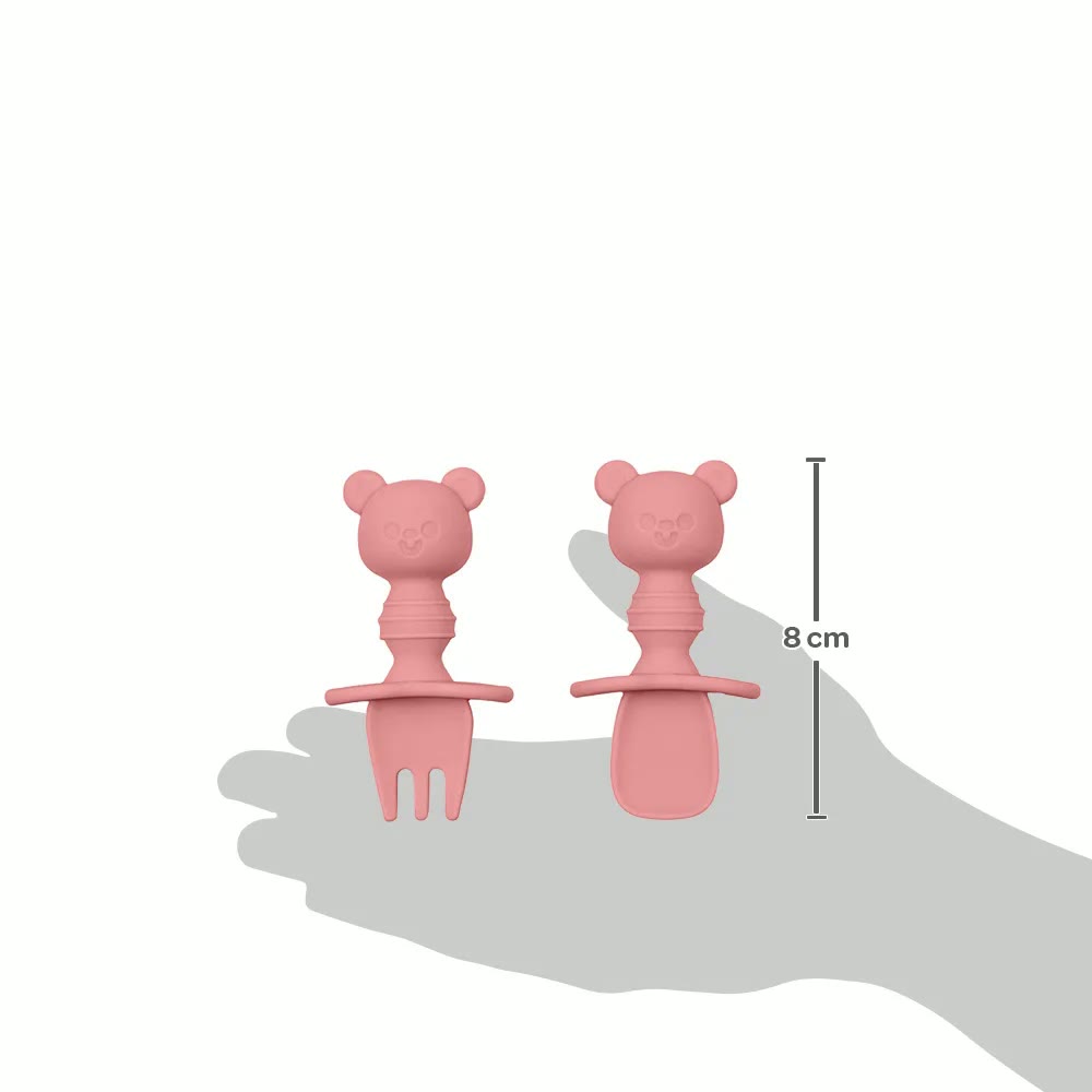 Kit Talheres Silicone Ursinho Rosa Buba 3