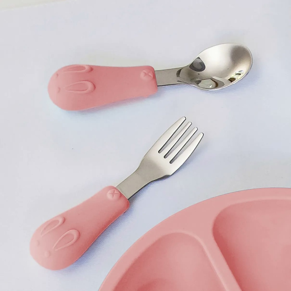 Kit Talher Fem Silicone e Aco Inoxidavel Coelhinho 15820 Buba 3