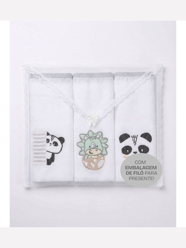 Kit 3 Fraldas Gifts Panda e Dino Papi Friends
