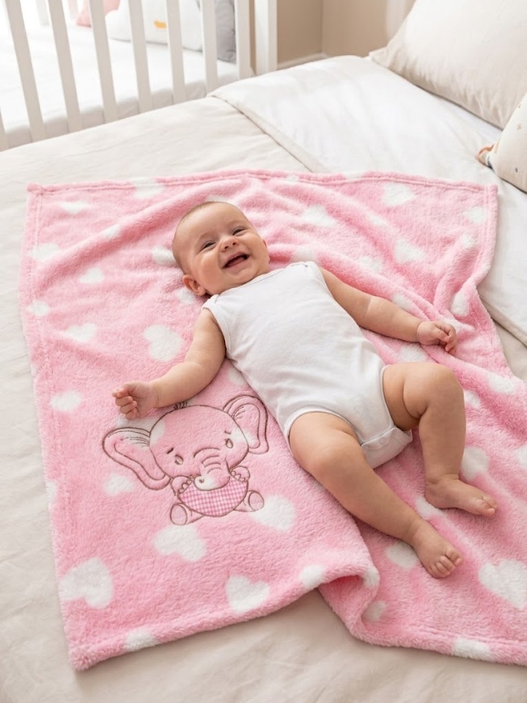 Cobertor Soft Elefantinha Rosa Baby Joy 90 x 110 cm