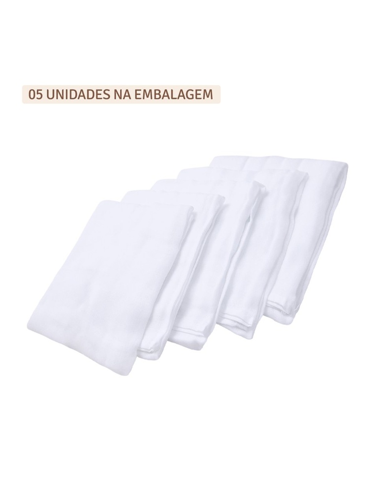 Kit 5 Fraldas Premium Mami com Bainha 70 x 70 cm