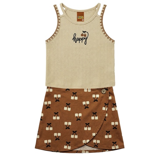 Conjunto Regata Happy para Menina Laranja