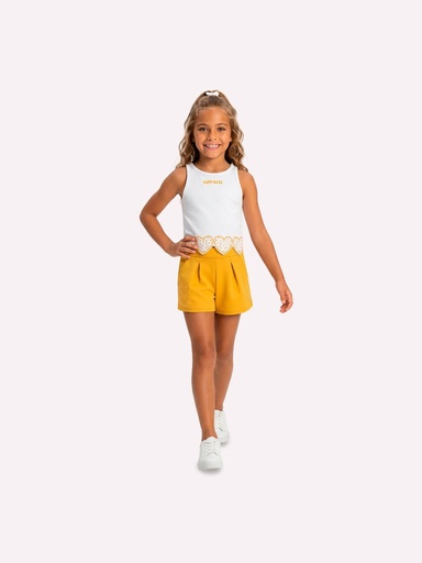 Conjunto Regata Corações para Menina Branco