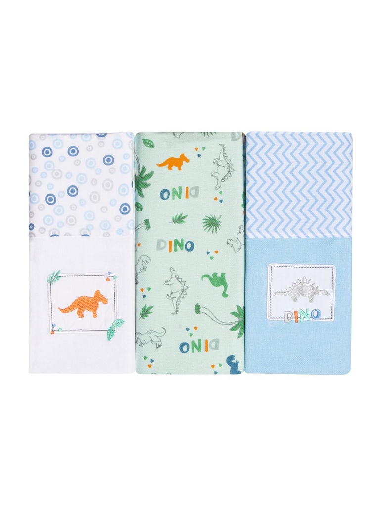 Kit c/3 Cueiro Manta Masc 80cm X 80cm Dinossauro 3822177301 Papi