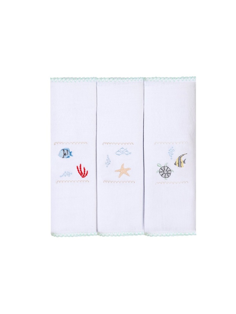 Kit c/3 Fraldas Masc 70cm x70cm Fundo do Mar 1525400401 Papi