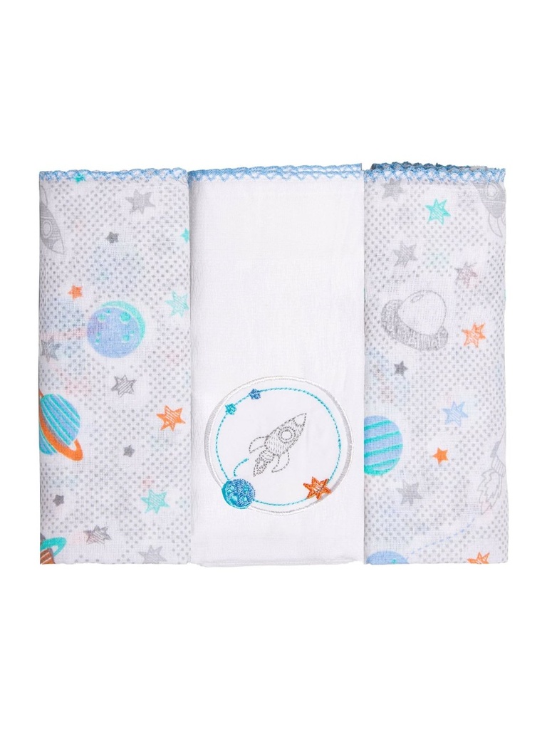 Kit c/3 Fraldas Masc 70cm X 70cm Planetas 3817177401 Papi