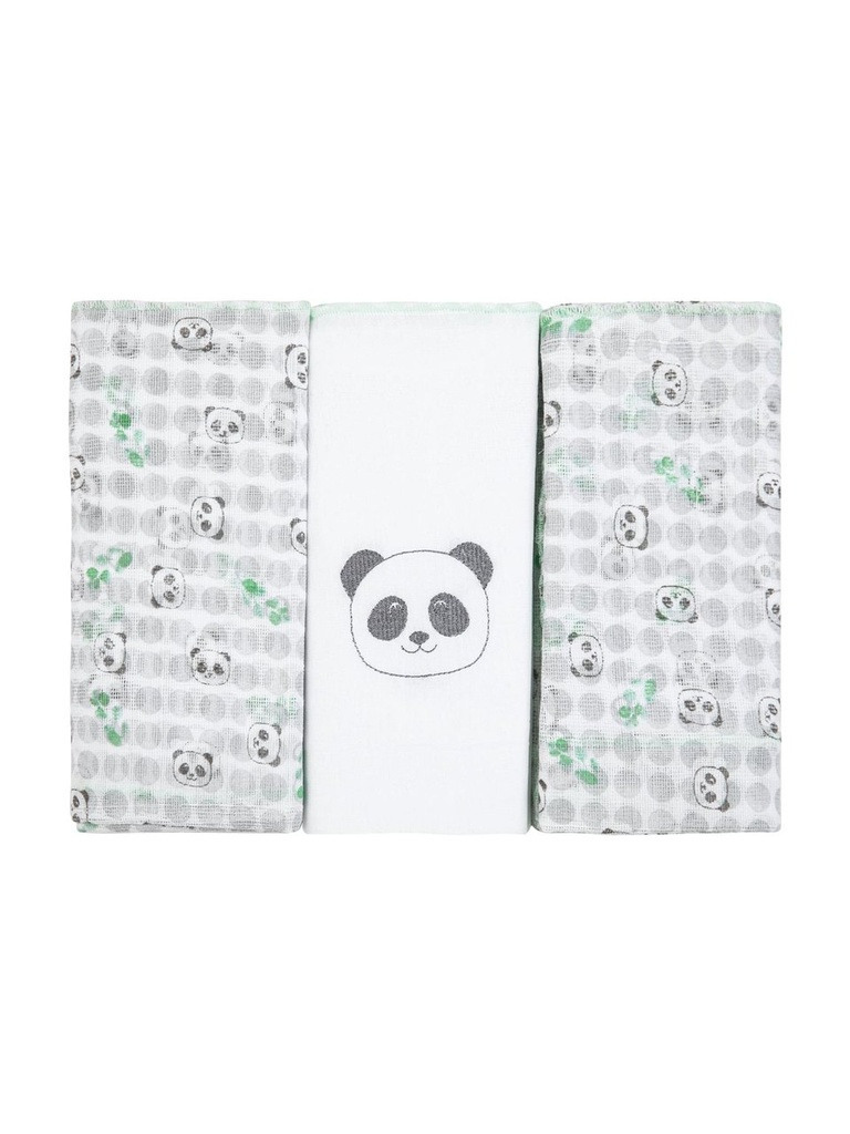 Fralda Papi Compose Bordada Estampada 70x68cm 3un Panda 7896700842032 3510161701 Papi