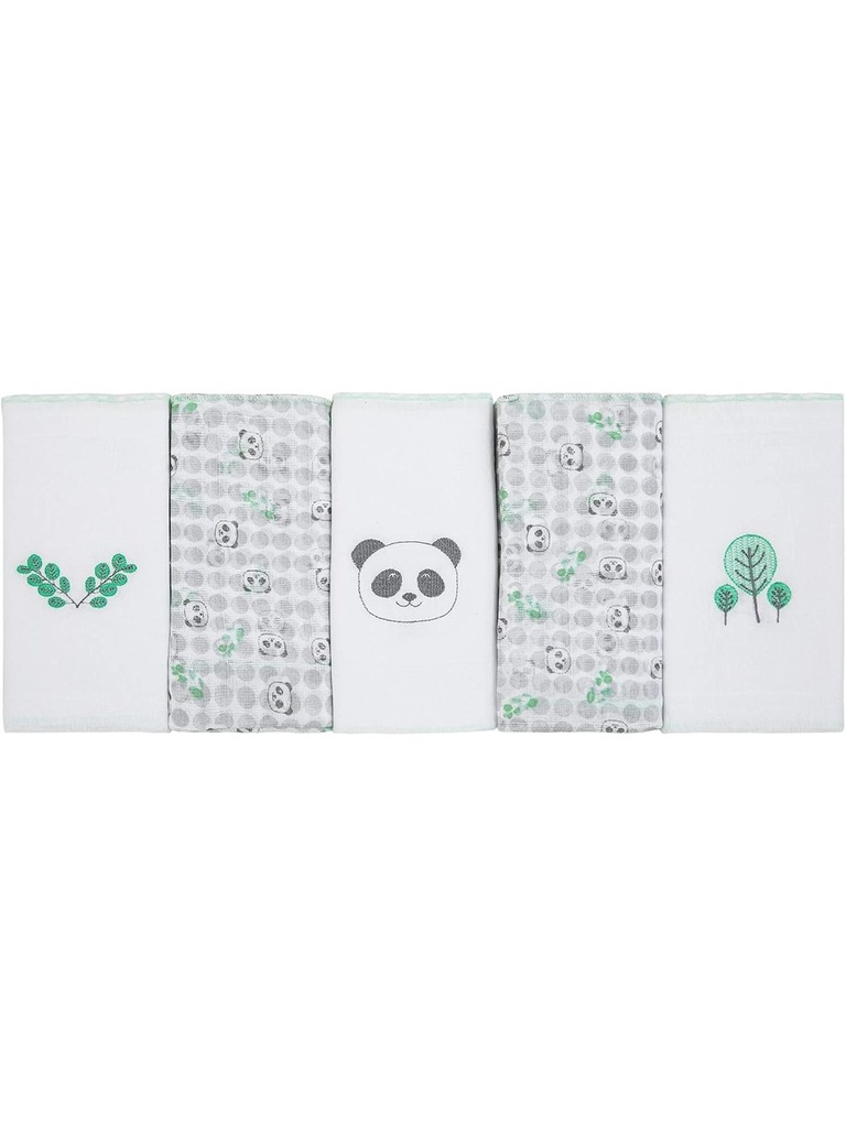 Fralda Papi Compose Bordada Estampada 70x68cm Pacote 5un Panda 7896700841912 3508161701 Papi