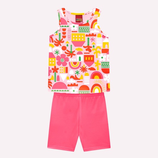 Conjunto Regata e Ciclista Estampado para Menina