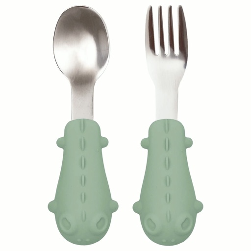 Kit Talheres de Silicone e Aço Inox