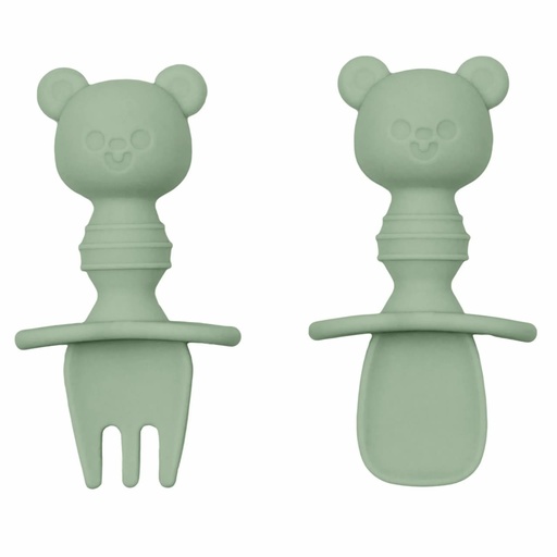 Kit Talheres de Silicone Ursinho para Menino