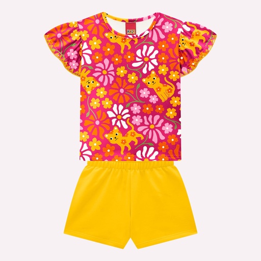 Conjunto Floral em Algodão para Menina
