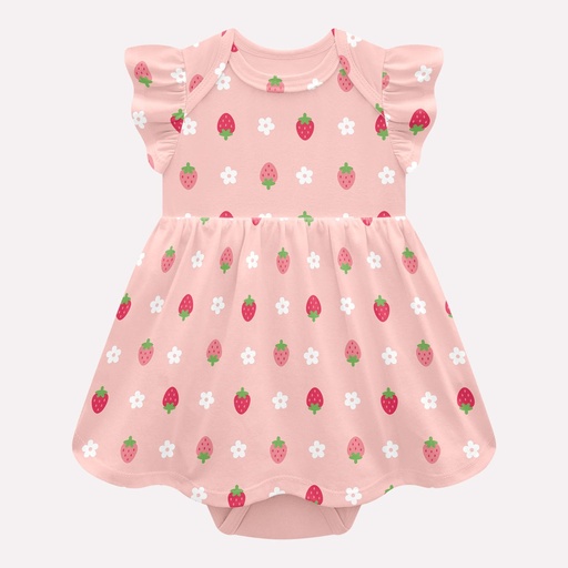 Vestido Estampa de Morangos para Bebê