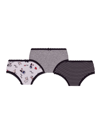 Kit 3 Calcinhas de Algodão para Menina Preto · 0911