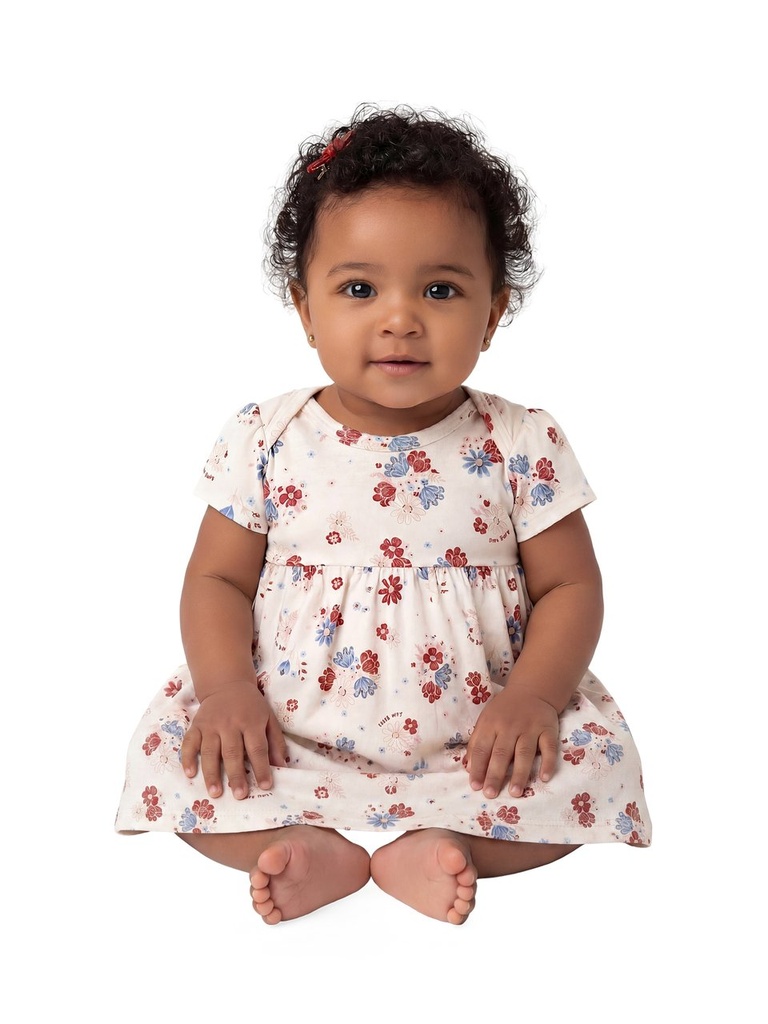 Conjunto Vestido e Cobre Fralda Bebê Feminino Kiko Baby 15622