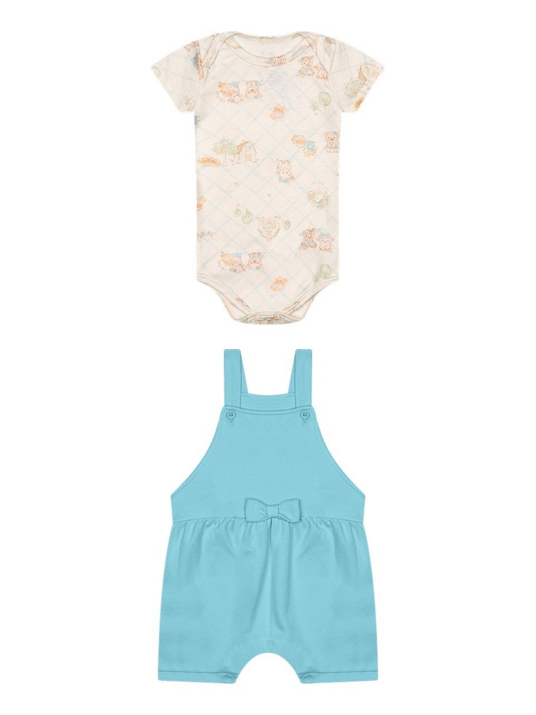 Conjunto Body e Jardineira Bebê Unissex Kiko Baby 15674