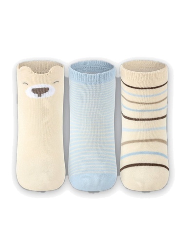 Kit 3 Meias Bebê Estampadas Creme