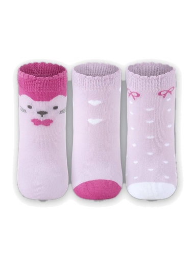 Kit 3 Meias Bebê Estampadas Lilás
