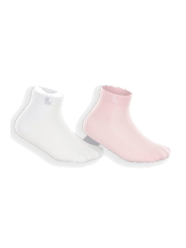Kit 2 Meias Bebê Lisas e Caneladas Branco e Rosa