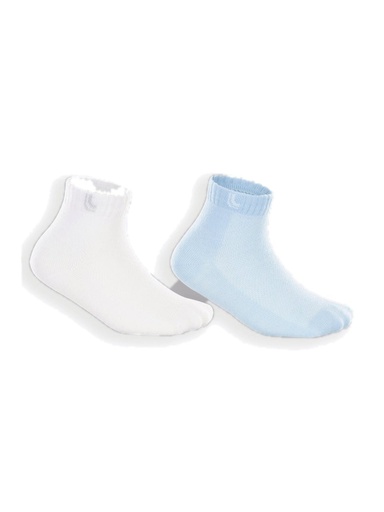Kit 2 Meias Bebê Lisas e Caneladas Branco e Azul