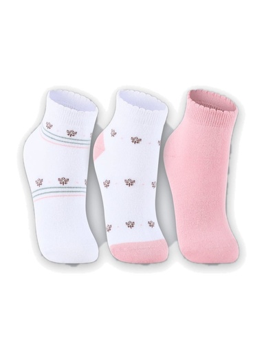 Kit 3 Meias para Menina Branco e Rosa