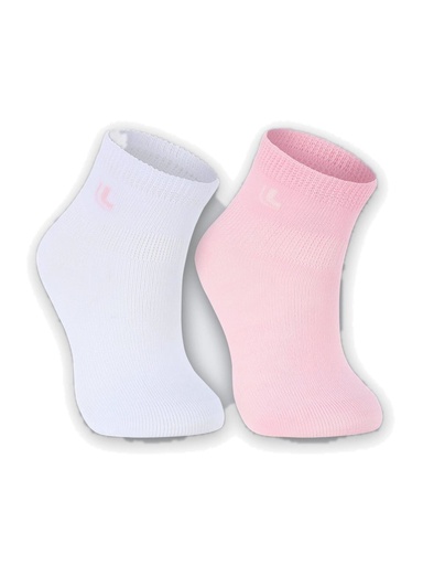 Kit 2 Meias Bebê Cano Curto Branco e Rosa