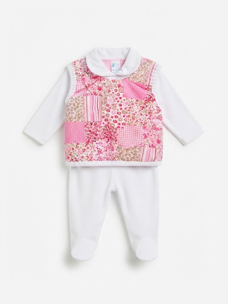 Conjunto Colete Patchwork Bebê Feminino