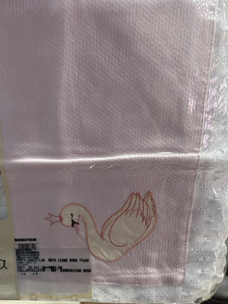 Manta Bordada Inglesa Cisne 75x75cm Balu Baby 03MBIRCISNE