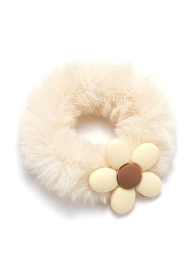 Pompom de Pelúcia com Flor Creme