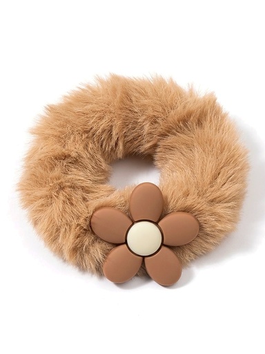 Pompom de Pelúcia com Flor Caramelo