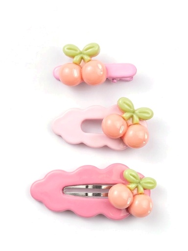 Kit 3 Presilhas com Frutinhas Rosa · Cereja Rosa